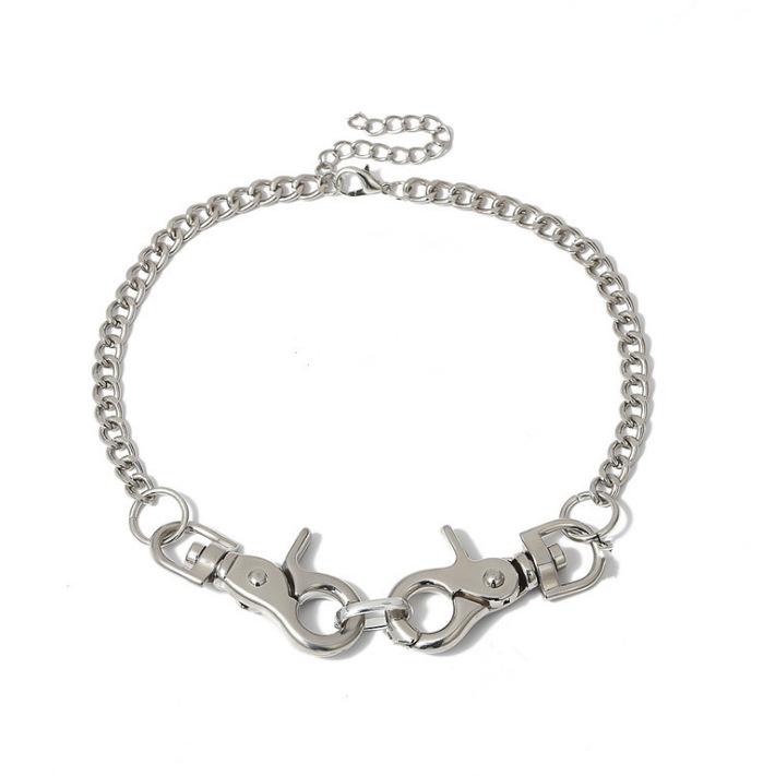 Jewelry Geometric Ring Thick Chain Stitching Necklace Exaggerated Personality Keychain Punk Hip-Hop Necklace