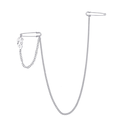 Jewelry Harajuku Dark Department Girl Brooch Retro Hip Hop Flame Chain Pin Accessories