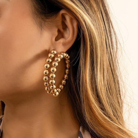 Jewelry Fashion Exaggerated Big Ring Earrings Female Personality Trend Metal Bead Earrings Earrings