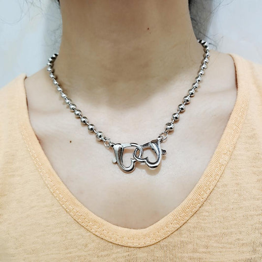 Jewelry Simple Single Layer Design Ball Chain Heart Keychain Necklace Female Accessories