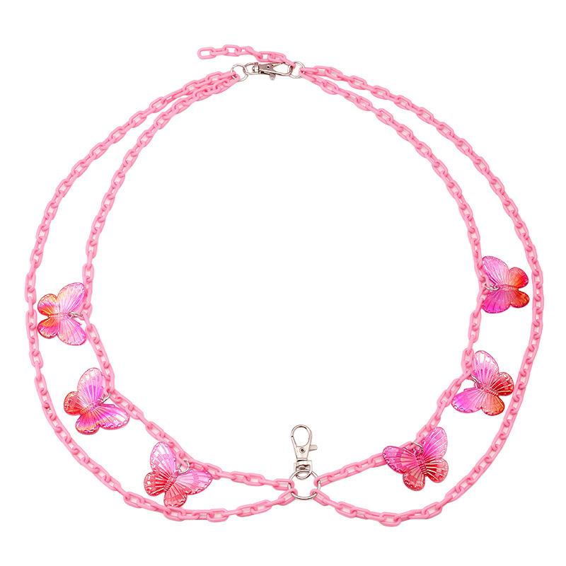 Jewelry Casual Exaggerated Beach Casual Body Clothing Chain AB Colorful Butterfly Pendant Tassel Chest Chain
