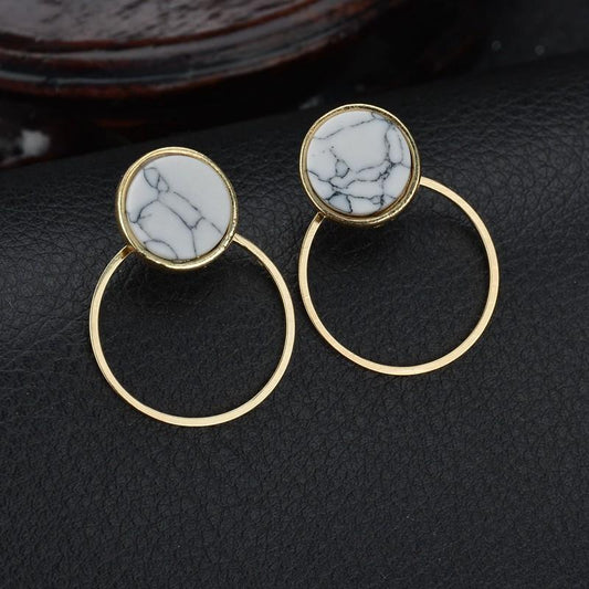 Fashion Simple Geometric Stud Earrings Women Marble Pattern Turquoise Earrings Earrings