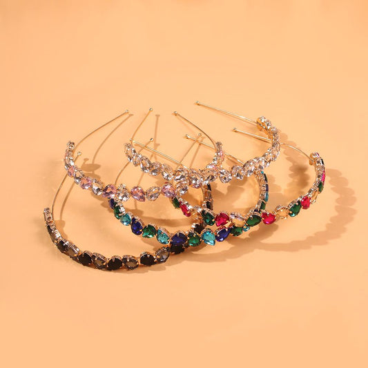 F1846 Glass brick fine-edged hair accessories temperament elegant hairpin head hoop trendy simple creative hair hoop