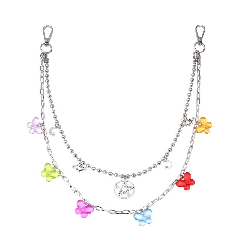 Jewelry ins 1 metal thick chain trend accessories pants chain fashion acrylic butterfly decoration