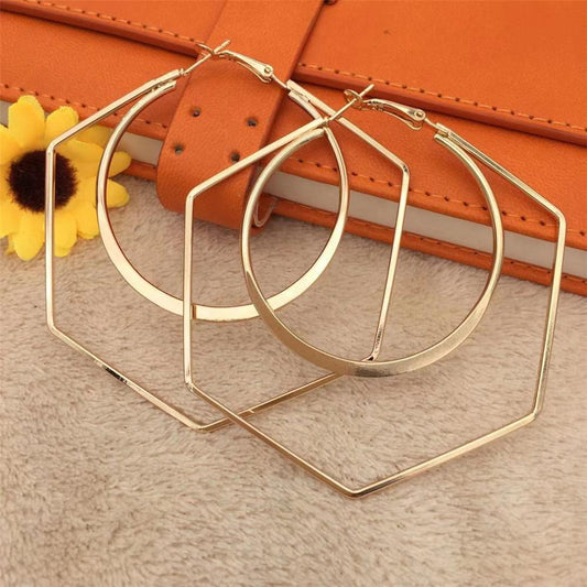 Exaggerated series of large polygonal round earrings women's fashion all-match earrings earrings jewelry jewelry