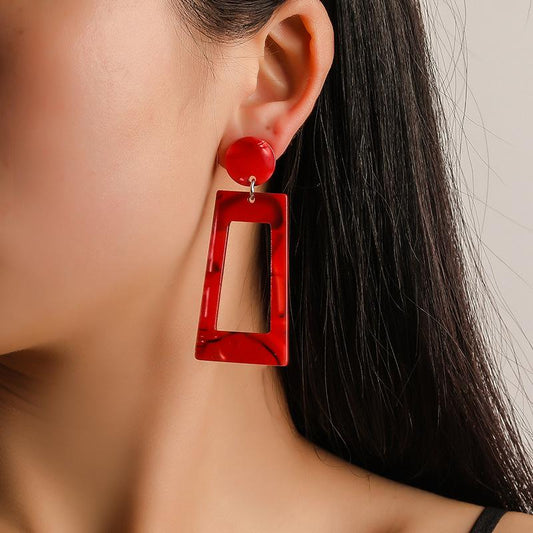 Acetate plate earrings fashion exaggerated earrings geometric strip square colorful earrings