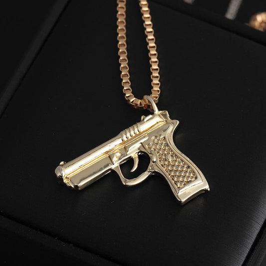 Fashion pistol necklace creative hip-hop HIPHOP trendy brand pendant jewelry
