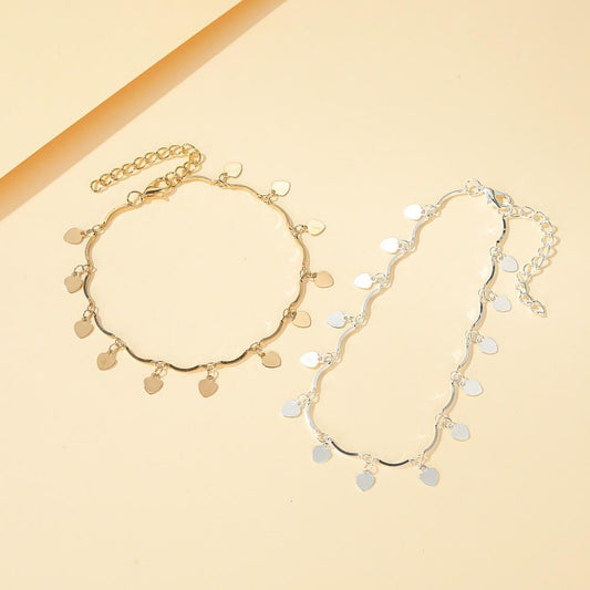 Summer tassel love anklet simple multi-layer love pendant anklet female beach foot decoration