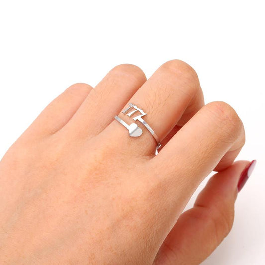 Titanium steel lucky number ring 111444777 auspicious little peach heart joint ring