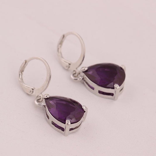 Drop Shaped Crystal Earrings Fashion Delicate Purple Earrings Jewelry