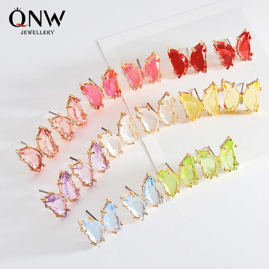 Earrings Summer Super Fairy Transparent Butterfly Earrings Temperament Simple Crystal Earrings