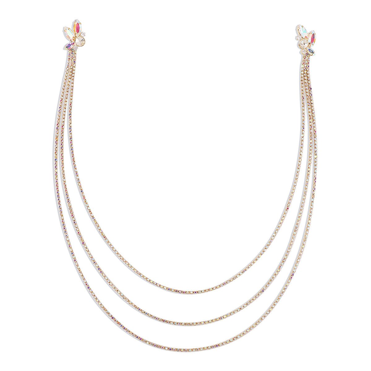 1972 Jewelry Claw Chain Tassel Rhinestone Temperament Geometric Earrings Creative Light Luxury One-piece Earrings