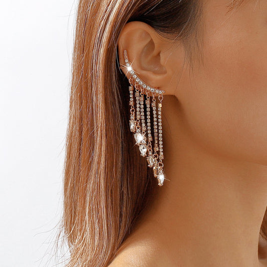 E1137 Jewelry Water Drop Diamond Simple Tassel Personality Fashion Ear Hanging Sweet Cool Girl Earrings