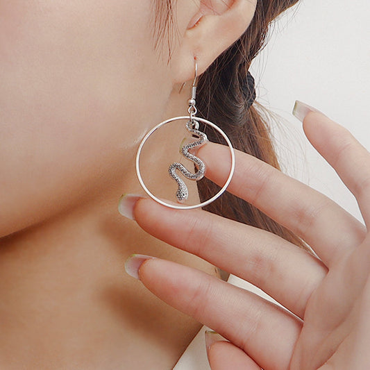 Jewelry geometric large ring snake pendant earrings women's earrings high-end sense niche not easy to fade
