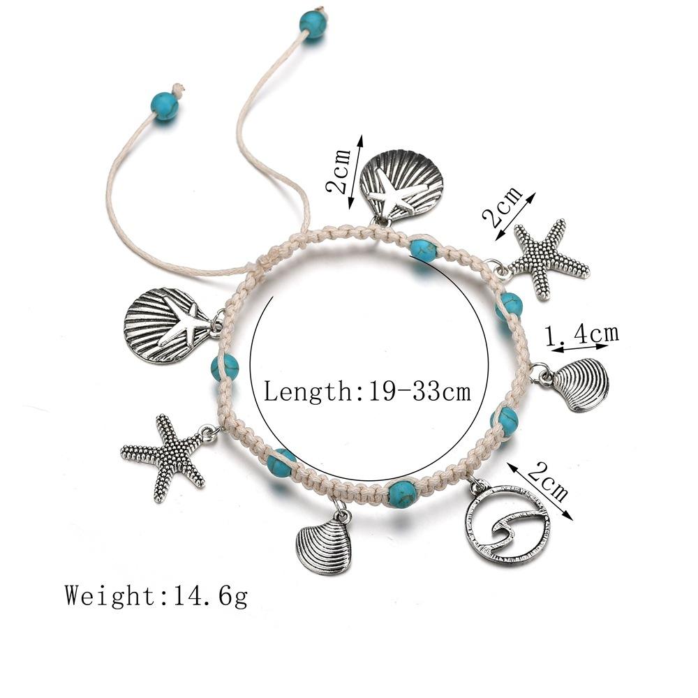 Simple jewelry knotted shell conch turquoise alloy pendant anklet personalized fashion anklet