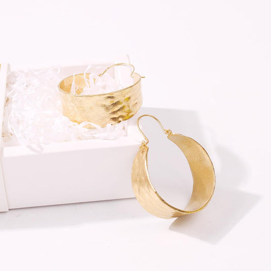 E967 Minority Design Metal Earrings Creative Fashion Versatile Alloy Large Circle Bright Earrings Earrings Women
