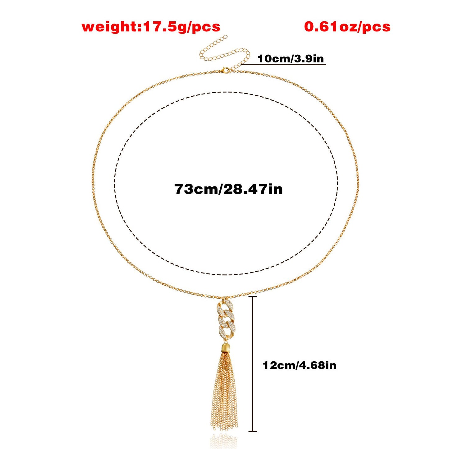 Jewelry Autumn and Winter Tassel Sweater Necklace Diamond 8-character Chain Necklace Sweater Chain Advanced Sense Female