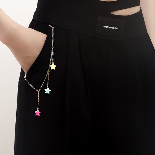 Jewelry tassel color five-pointed star pendant pants bag accessories female hip-hop geometric clothing pendant