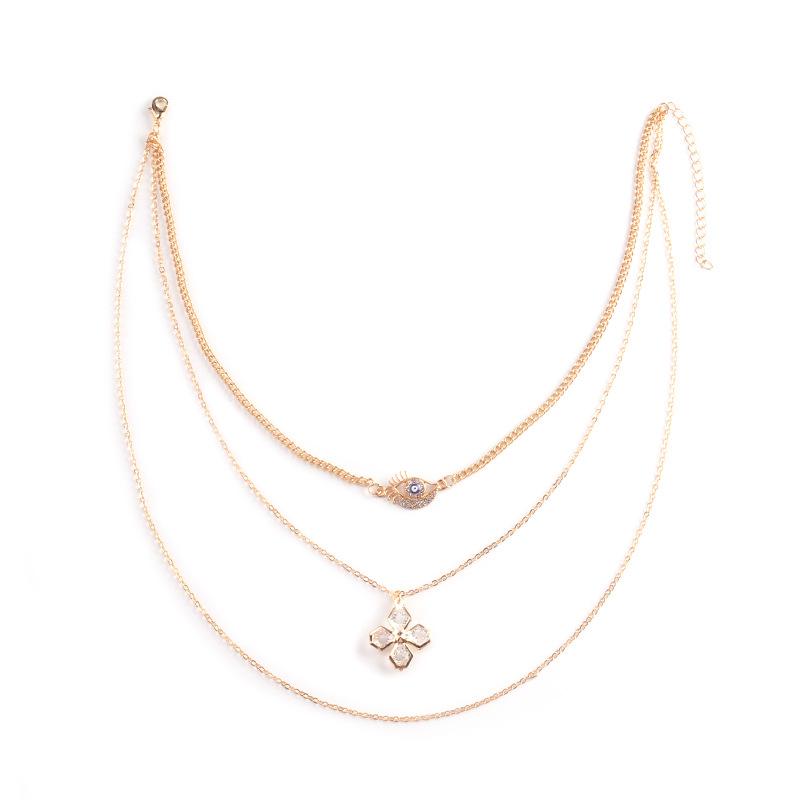 Catwalk good luck bouncing di diamond devil eye pendant multi-layer necklace female indifferent couple