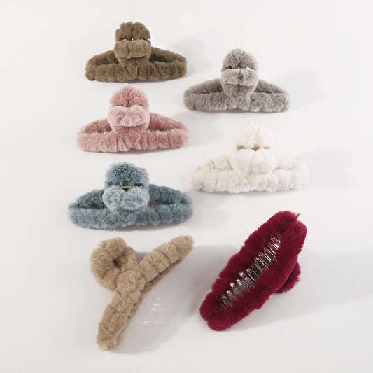 F4965 personality temperament sweet plush velvet clip mohair girl heart cute and elegant autumn and winter shark clip