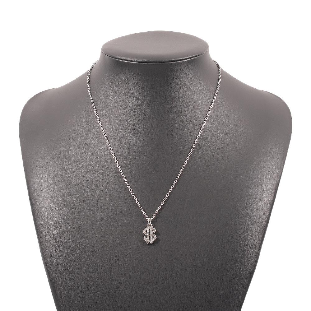 N7853 creative pendant dollar gold character diamond clavicle chain supply simple necklace