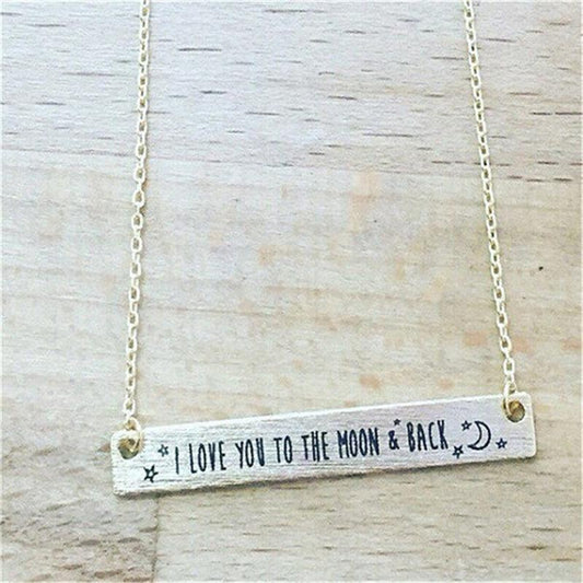 Lettering necklace Iloveyoutothemoonandback long letter necklace