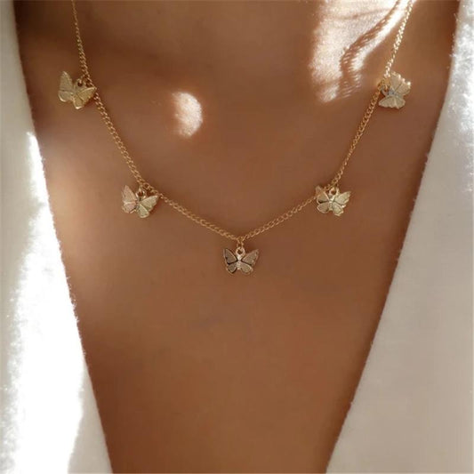 Accessories Simple Thin Chain Alloy Butterfly Pendant Necklace Female Clavicle Chain Jewelry