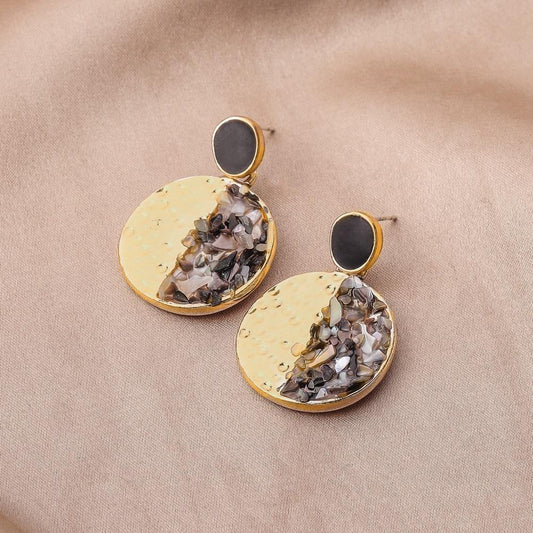 Ins geometric round color contrast drop oil earrings trendy temperament high-end earrings personality versatile accessories