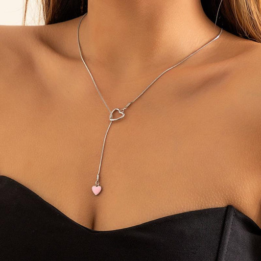 Jewelry cold and simple adjustable collarbone chain all-match niche pull love pendant necklace