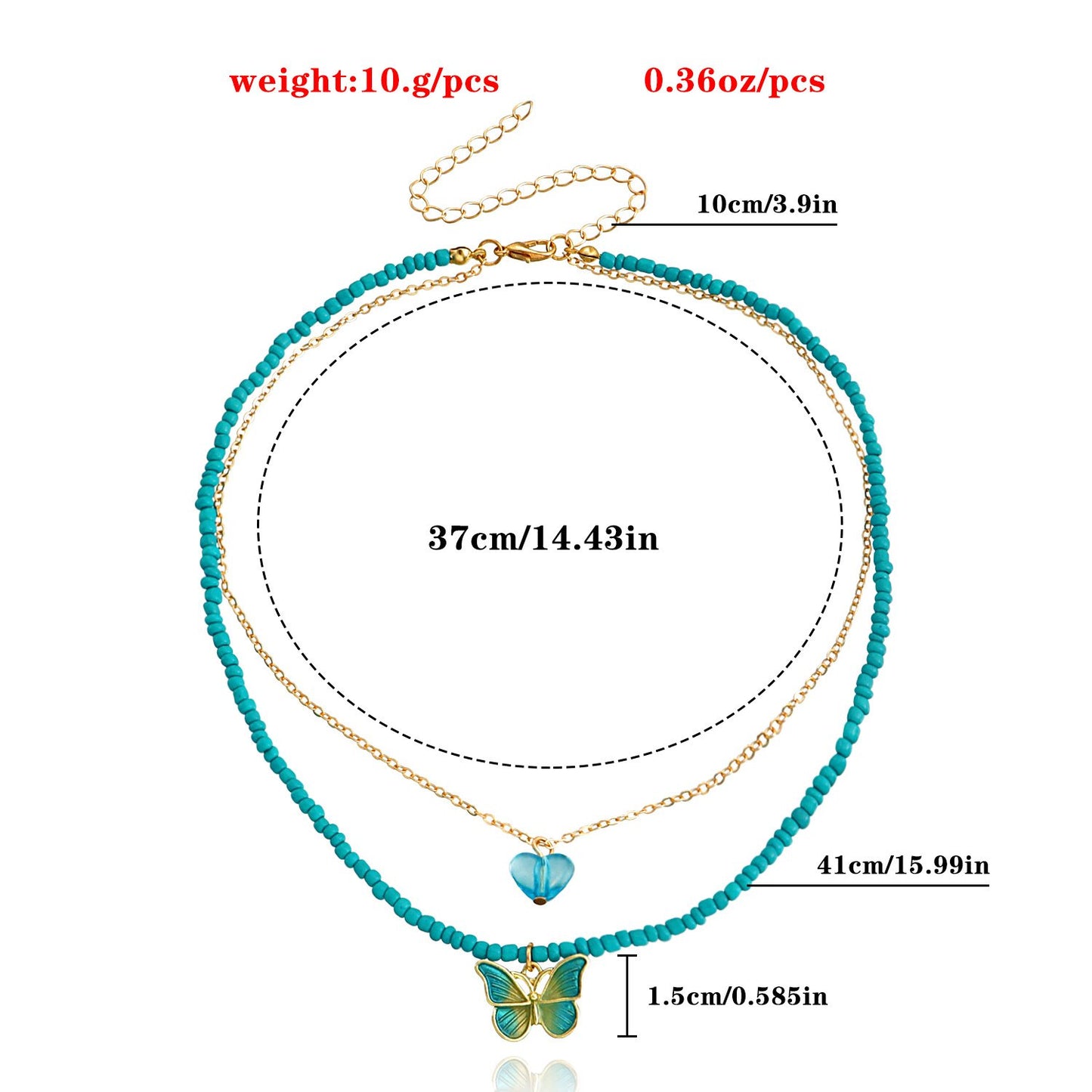 Jewelry Bohemian Green Rice Bead Stripe Butterfly Pendant Necklace Necklace Women Beaded Necklace