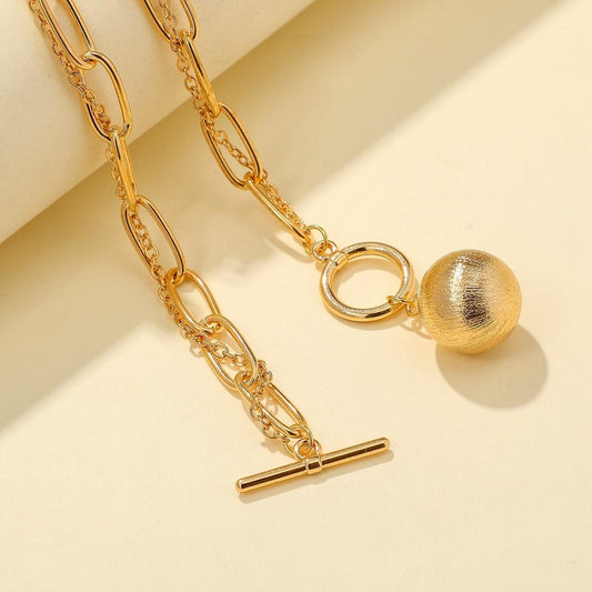 Jewelry Personality Thickness Winding Chain Clavicle Chain Versatile Hip Hop Ball Pendant OT Buckle Necklace Female