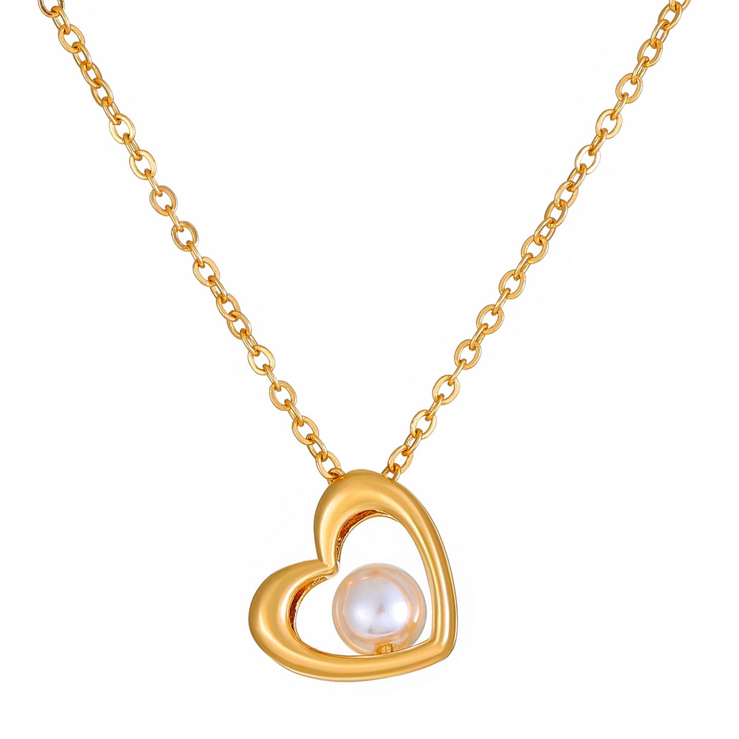 ins inlaid pearl love necklace retro fashion niche design hollow heart-shaped clavicle chain temperament necklace