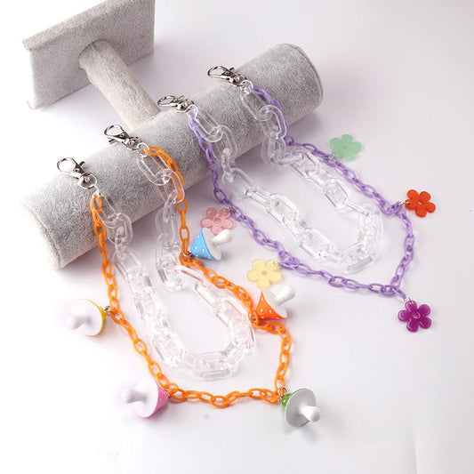 Two-piece pants chain all-match hip-hop body chain ins trend acrylic mushroom flower pendant