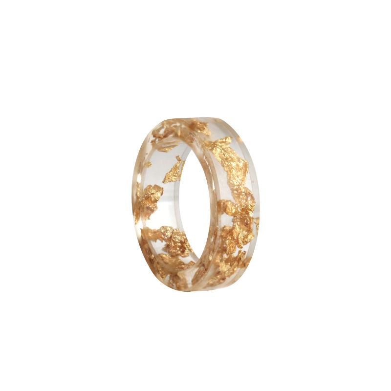 Jewelry Fashion Gold and Silver Foil Ring Resin Epoxy Handmade Ring