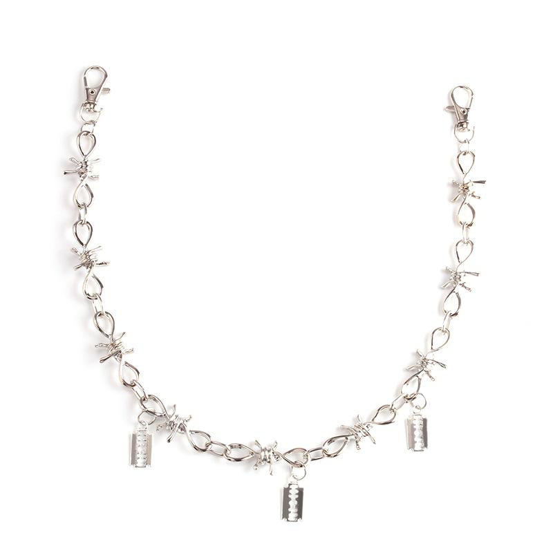 Punk metal thorn chain Hong Kong waist chain ins hip-hop blade pendant decoration personality pants chain