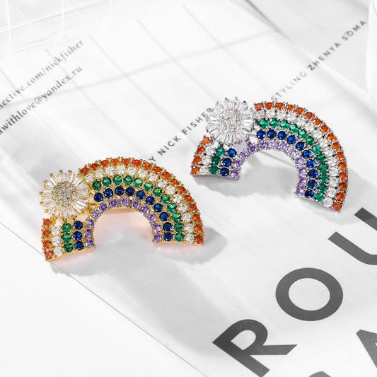 Fashion Personality Jewelry Creative Rainbow Copper Micro-inlaid Brooch Temperament Versatile Jewelry