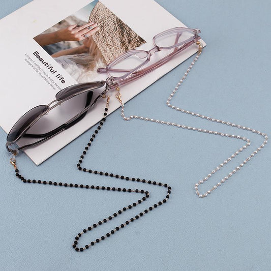 Rice bead glasses chain 72cm metal chain temperament mask chain pearl anti-lost hanging neck sunglasses chain