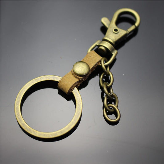 Top Layer Cowhide Key Chain Chain Belt Chain Key Ring Dog Buckle 1 Colors Leather Bag Pendant Antique Bronze