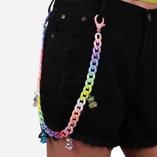 Candy-colored AB color bear waist chain street shooting hip-hop pants chain ornaments youth resin pants