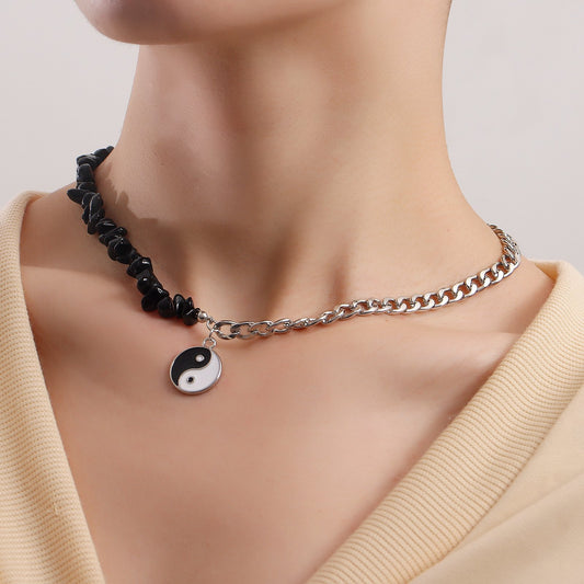 Jewelry punk little angel sweet cool dripping oil Tai Chi gossip necklace women's necklace does not fade