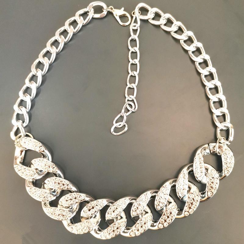 Trendy Jewelry Personality Creative Geometric Retro Necklace Punk Hip Hop CCB Diamond Necklace