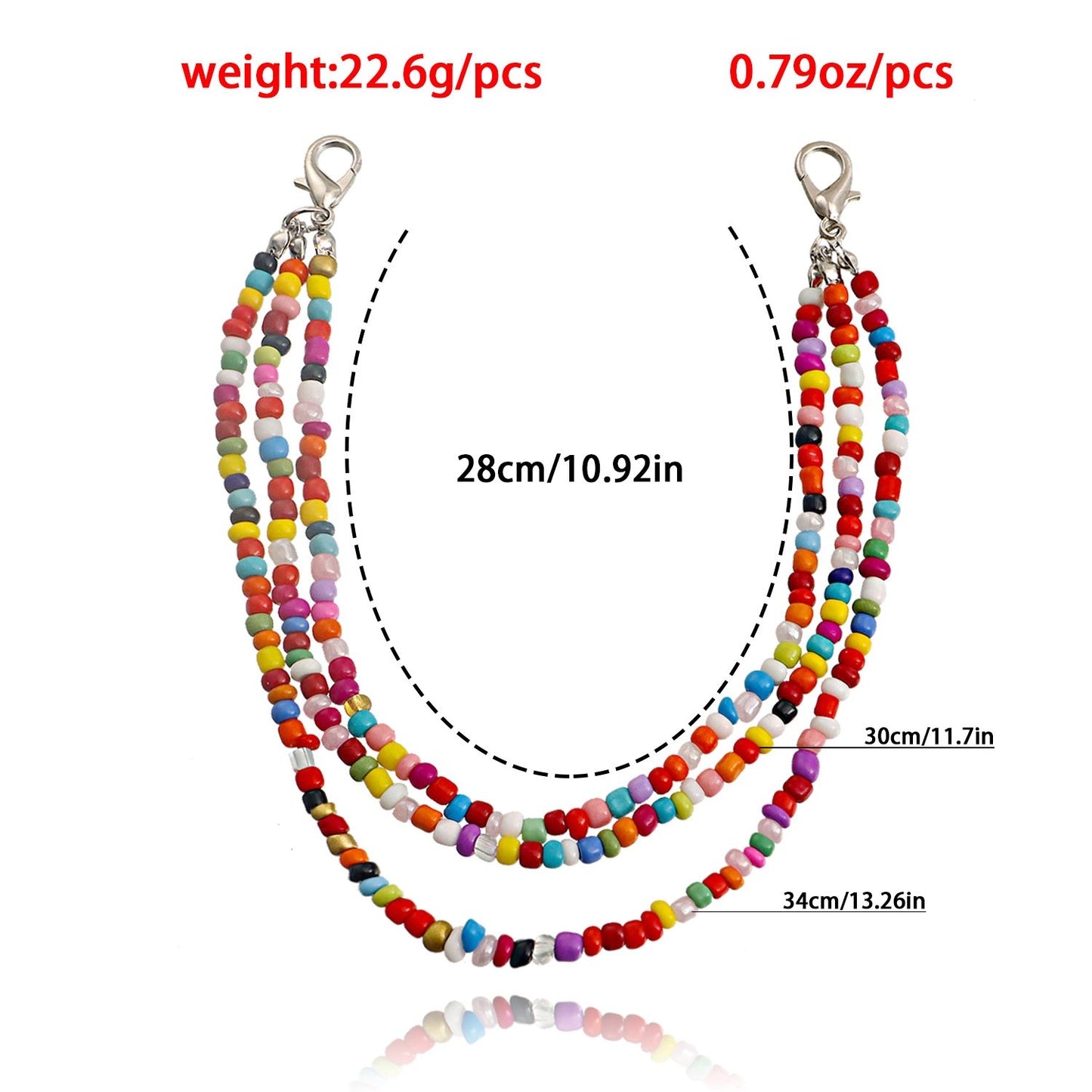 Jewelry Bohemian mixed color rice beads multi-layer shoe chain women's accessories niche design sense of light luxury
