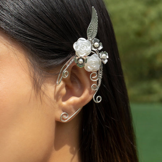 Retro temperament no ear piercing flower tassel ear bone clip female small crowd simple and irregular leaves branches and tendrils ear hanging