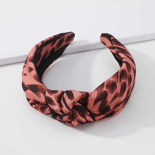 F382 Internet celebrity headband leopard print contrast color fabric knotted hair accessories fashion wide-brimmed retro headband female
