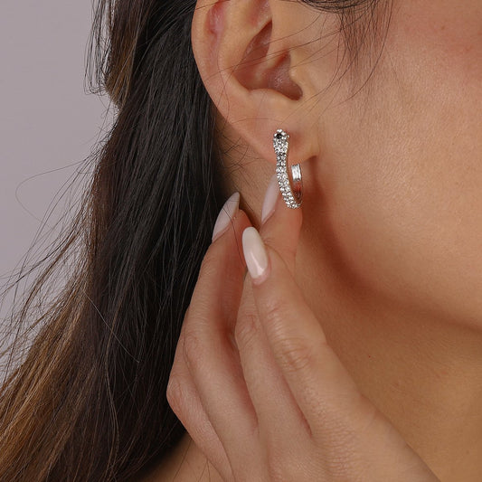 E1369 Jewelry exaggerated micro-inlaid snake-shaped asymmetric earrings personality geometric design earrings