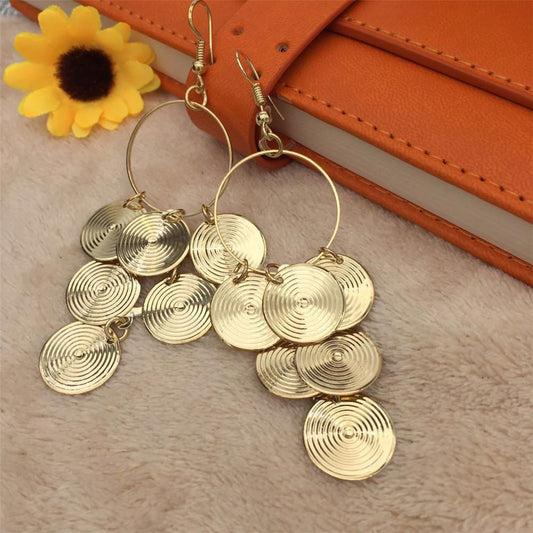 Fashion popular ring round disc sequins women's earrings earrings earrings stud jewelry