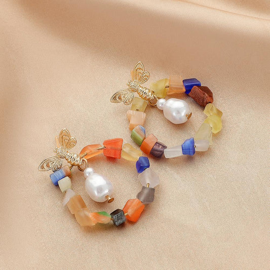Fashion and simple gold bee color gravel accessories earrings ins personalized creative niche lady earrings