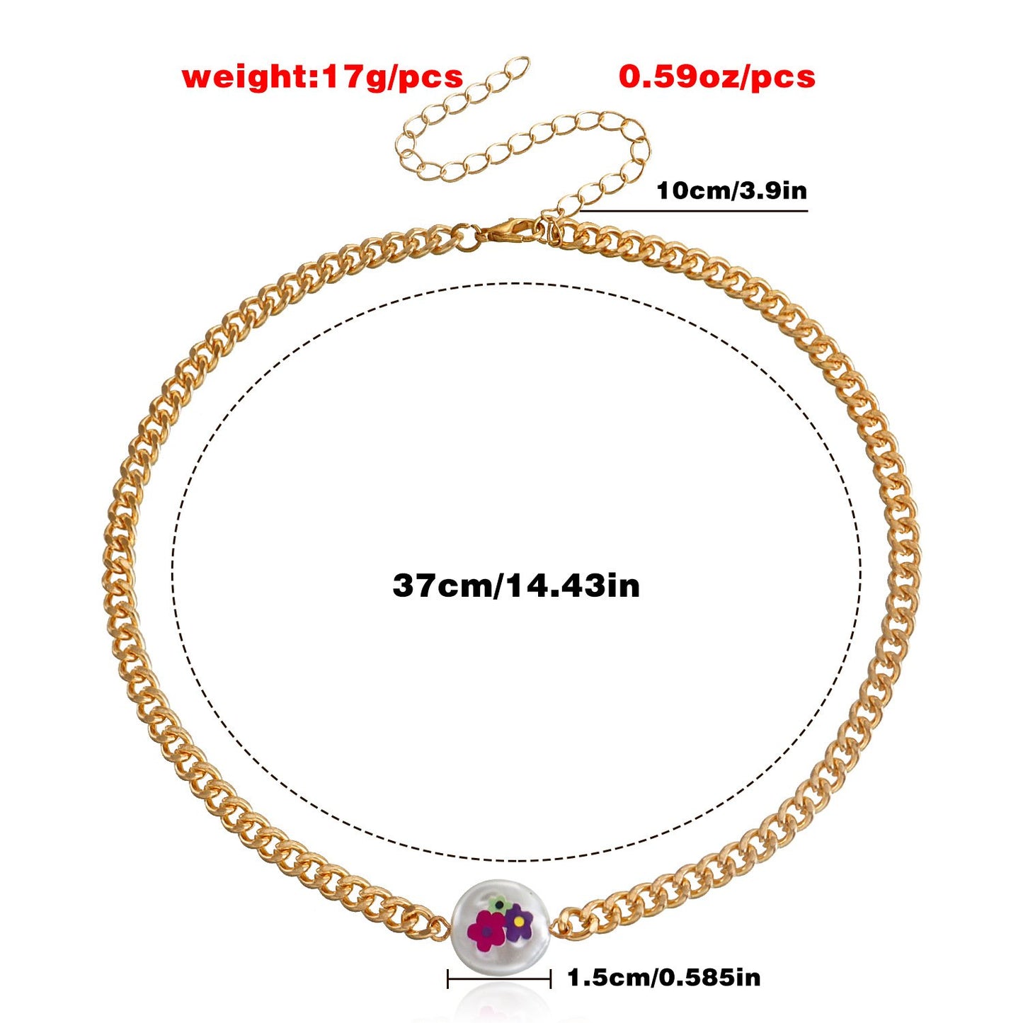 Jewelry Flat Pearl Print Necklace Necklace Women's Fresh Light Luxury Niche Metallic Necklace