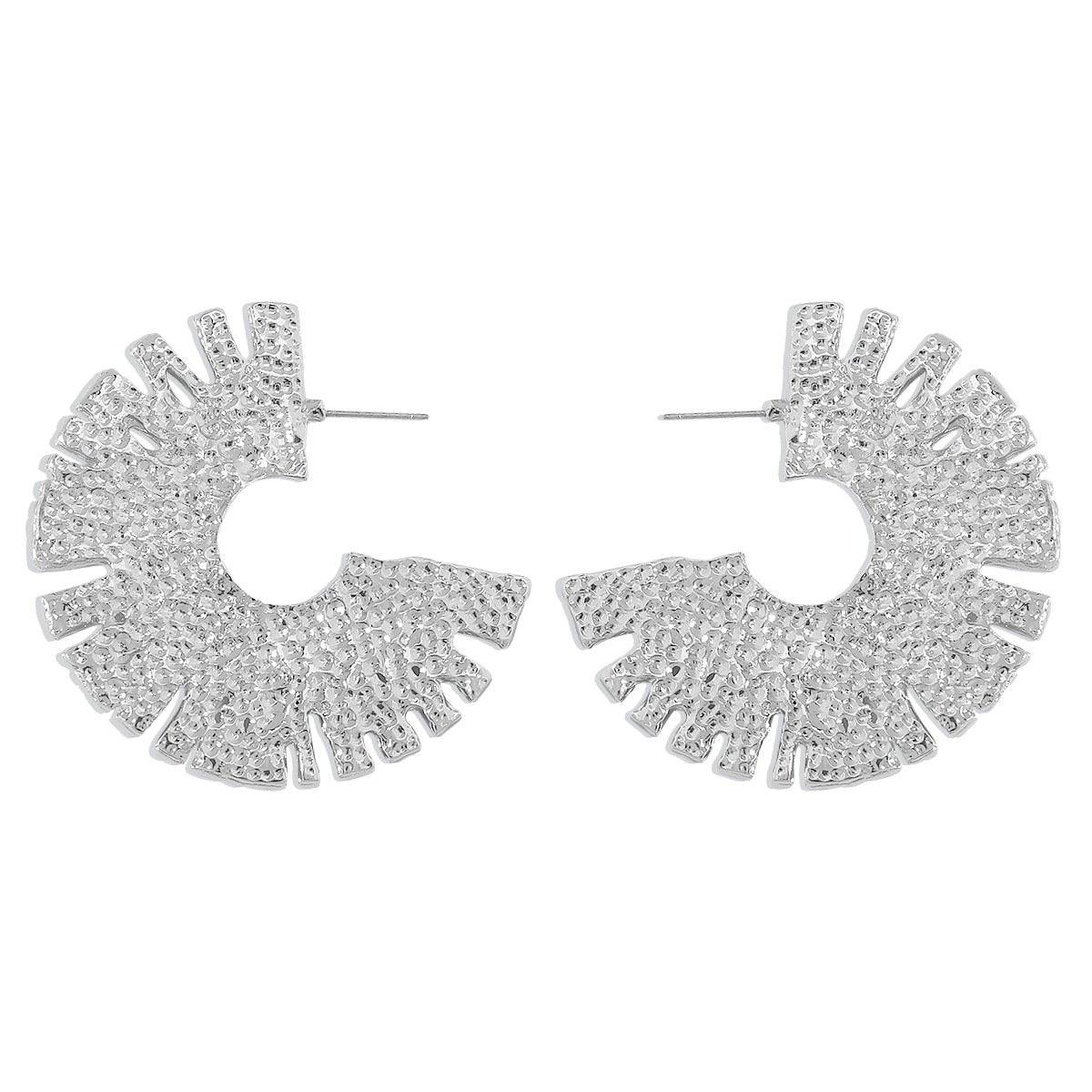 E194 Exaggerated metal C-shaped earrings ZA personality geometric heavy texture retro simple earrings