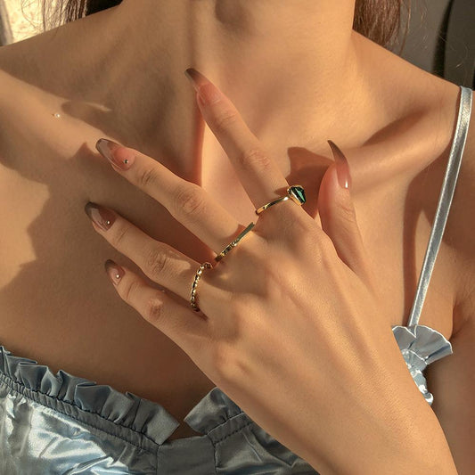 R737 Jewelry Fashion Glass Diamond Geometric Temperament Hand Decoration Personality Simple Retro Ring